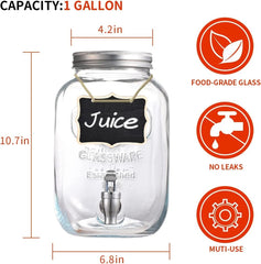 1 Gallon Glass Drink Dispensers for Parties,2 Pack Beverage Dispenser with Fruit 07FC0E-D4 - KOEEK