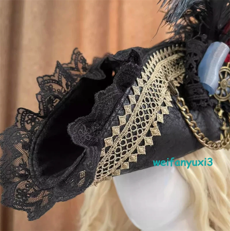 Retro Pirate Tricorne Hat Pirates of the Caribbean Women Cosplay Costume Prop 07FC0E-D4 - KOEEK
