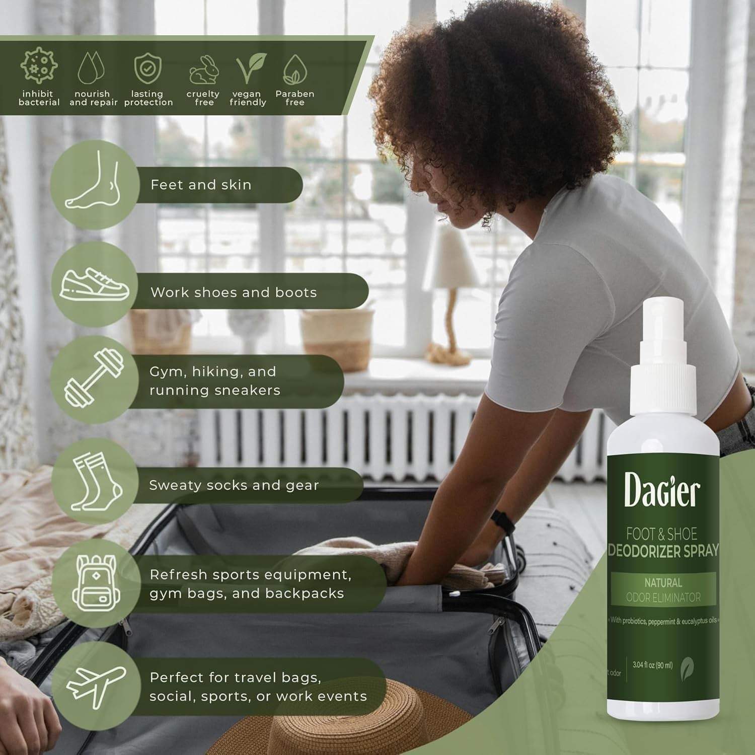 new Travel size foot spray odor eliminator for feet 3.04 Fl Oz (Pack of 1) 07FC0E-D4 - KOEEK