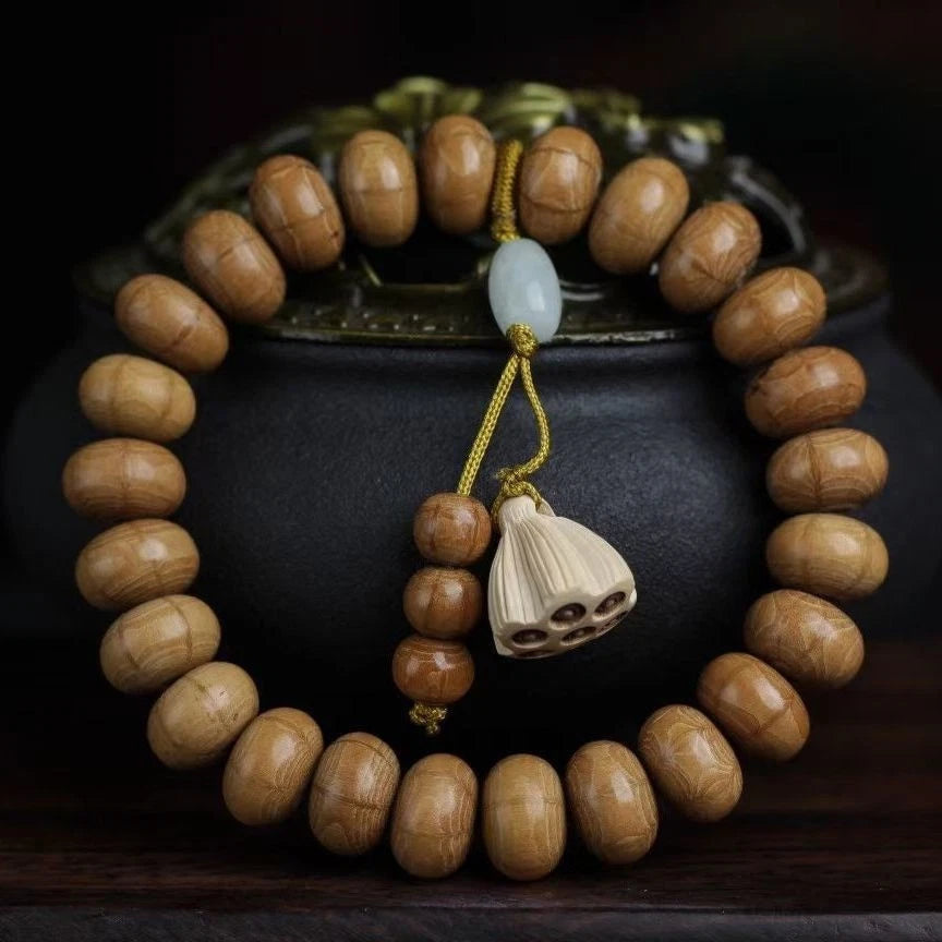 Liudao Wood Mala Bracelet 10mm Sandalwood Prayer Beads Unisex Handmade Gift 07FC0E-D4 - KOEEK