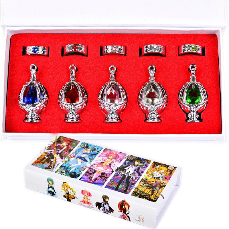 Anime Puella Magi Madoka Magica Soul Gem Necklace Ring Cosplay Prop Set 07FC0E-D4 - KOEEK