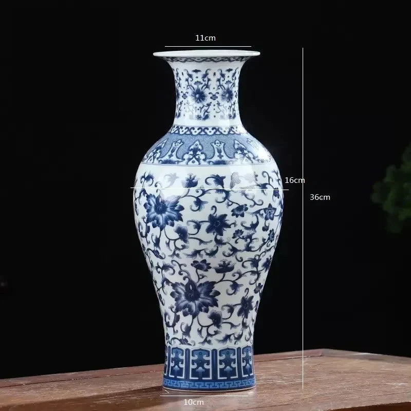 14.17" Chinese Retro Jingdezhen Blue and White Porcelain Vase Home Decoration 07FC0E-D4 - KOEEK