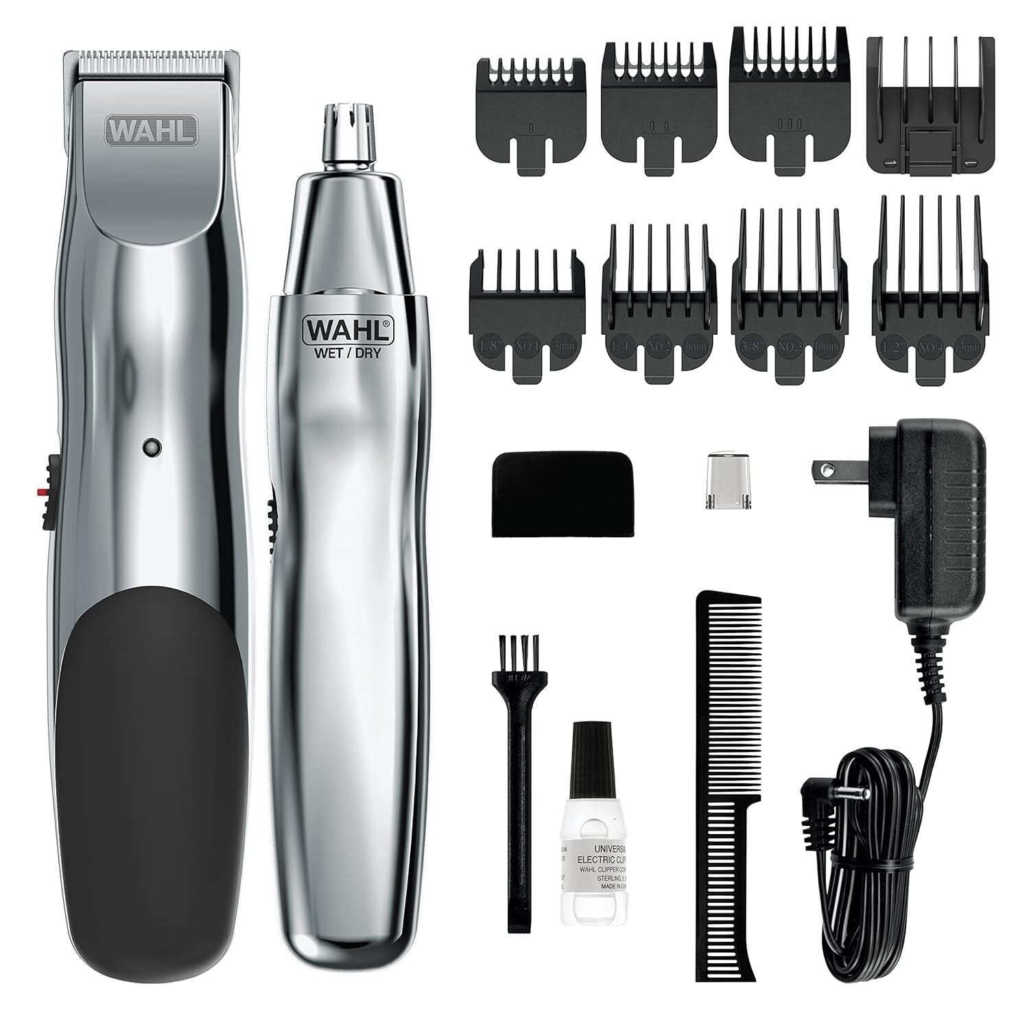 new Wahl Groomsman Rechargeable Beard Trimmer kit for Mustaches, Nose Silver WAHL - KOEEK