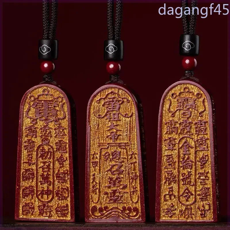 1Pc 57mm Natural Cinnabar Taoism Hand-carved Pendant Feng Shui Amulet Necklace 07FC0E-D4 - KOEEK