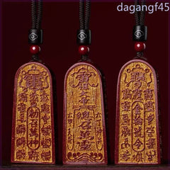 1Pc 57mm Natural Cinnabar Taoism Hand-carved Pendant Feng Shui Amulet Necklace 07FC0E-D4 - KOEEK