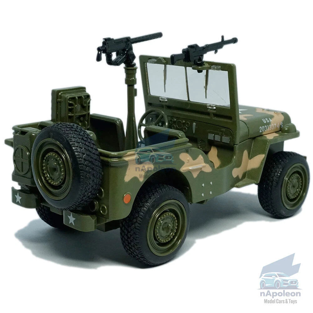 1:24 Jeep Willys MB WWII US Military Vehicle Model Car Diecast Toy Gift Kids 07FC0E-D4 - KOEEK