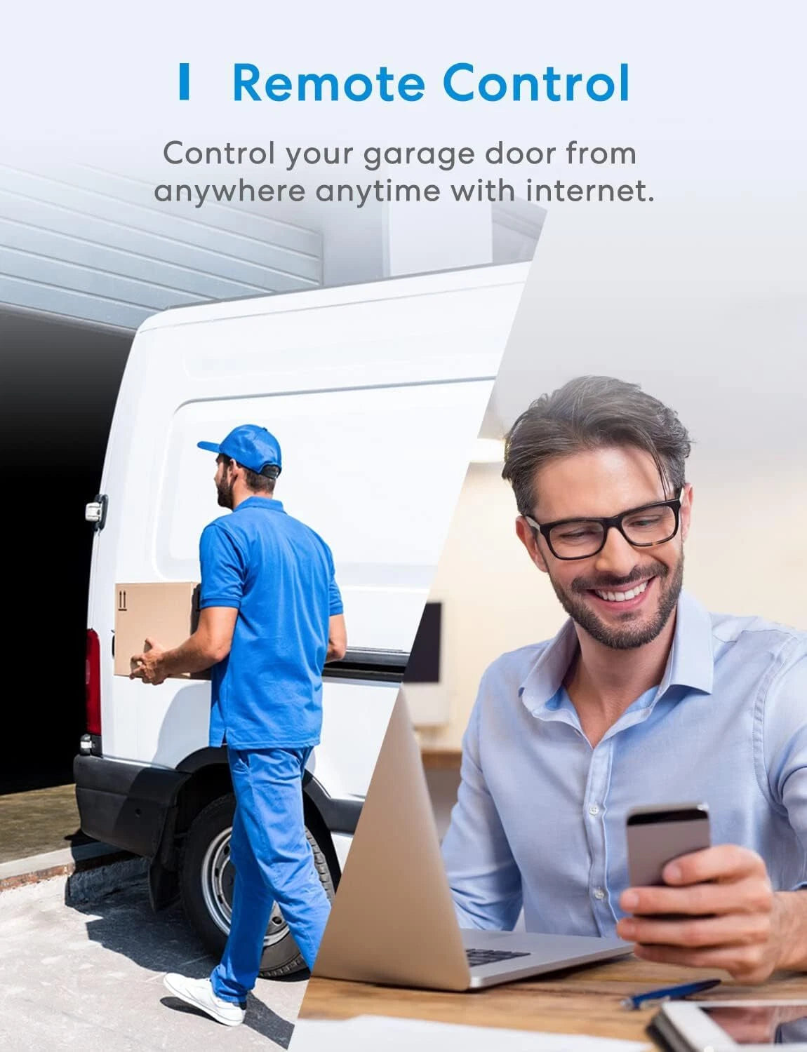 Intelligent garage door opener remote control with multiple notification modes 07FC0E-D4 - KOEEK