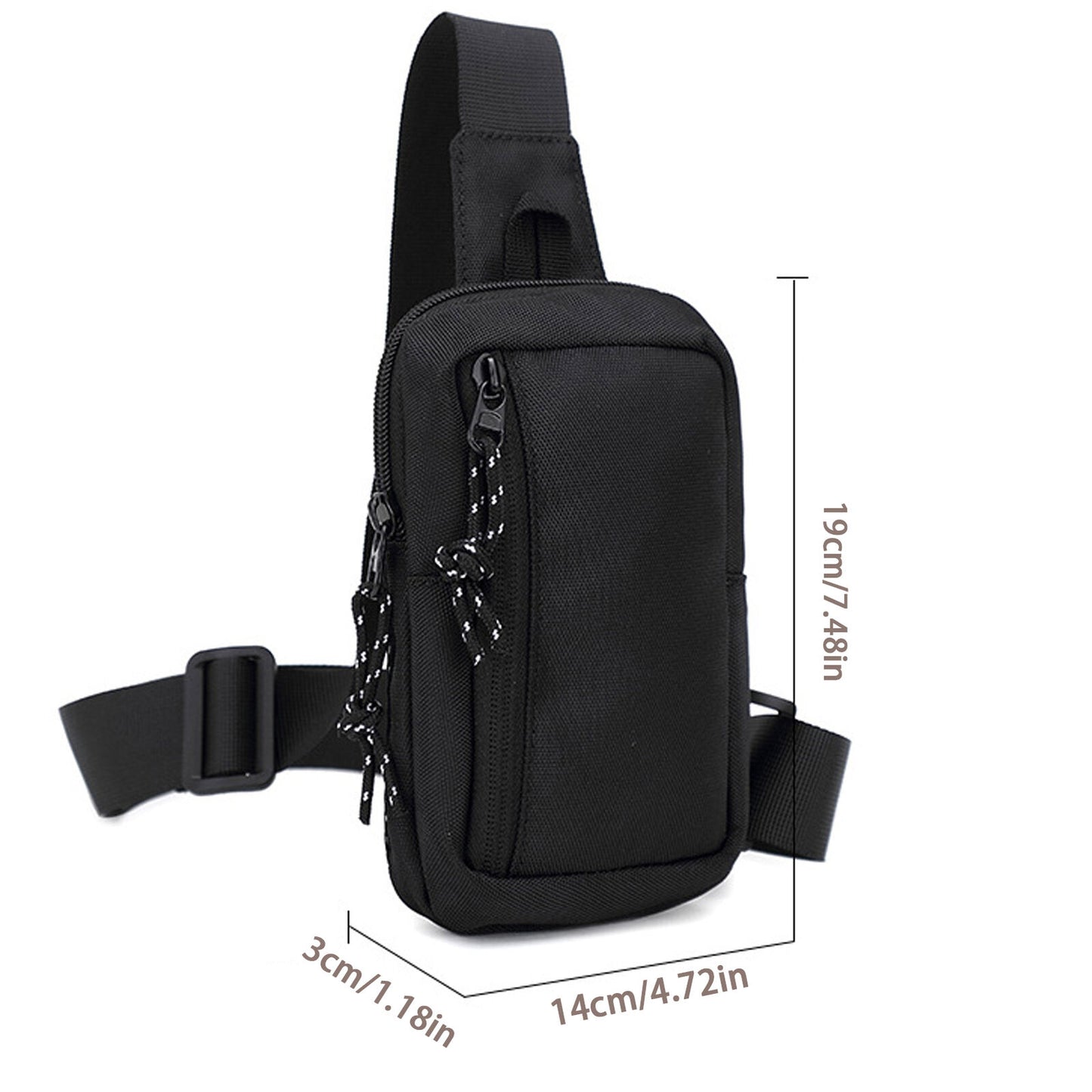 new Men Sling Bag Chest Fanny Packs Cross Body Travel Sports Shoulder Backpack Black koeek - KOEEK