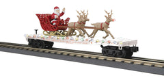 + MTH O RailKing Christmas White Flat Car LED Lights Santa Sleigh & Reindeer MTH - KOEEK