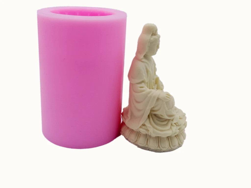 3D Silicone Mold Avalokitesvara Buddha Statue Candle Soap DIY Buddhism Decor 07FC0E-D4 - KOEEK