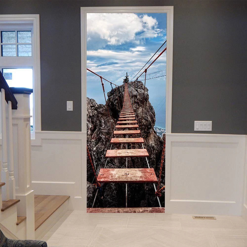 Drawbridge 3D Self Adhesive Bedroom Door Wrap Mural Wall Stickers Home Decals 07FC0E-D4 - KOEEK