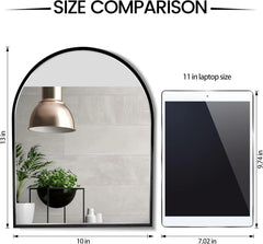 10x13 inch Black Small Arched Wall Mirror Space-Saving Design Bathroom Vanity