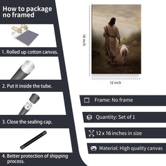 new Jesus Wall Art And Lamb Canvas 16L" x 12W", and Sheep 07FC0E-D4 - KOEEK