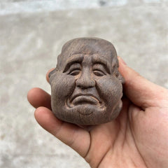 6.5cm Agarwood Handcarved Four Sided Buddha Statue Tea Pet Health Ball Ornament 07FC0E-D4 - KOEEK
