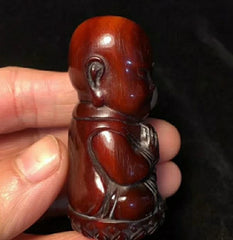 Xizang Yak Horn Carved Tibetan Buddhism Ksitigarbha Jizo Monk Buddha Statue 07FC0E-D4 - KOEEK