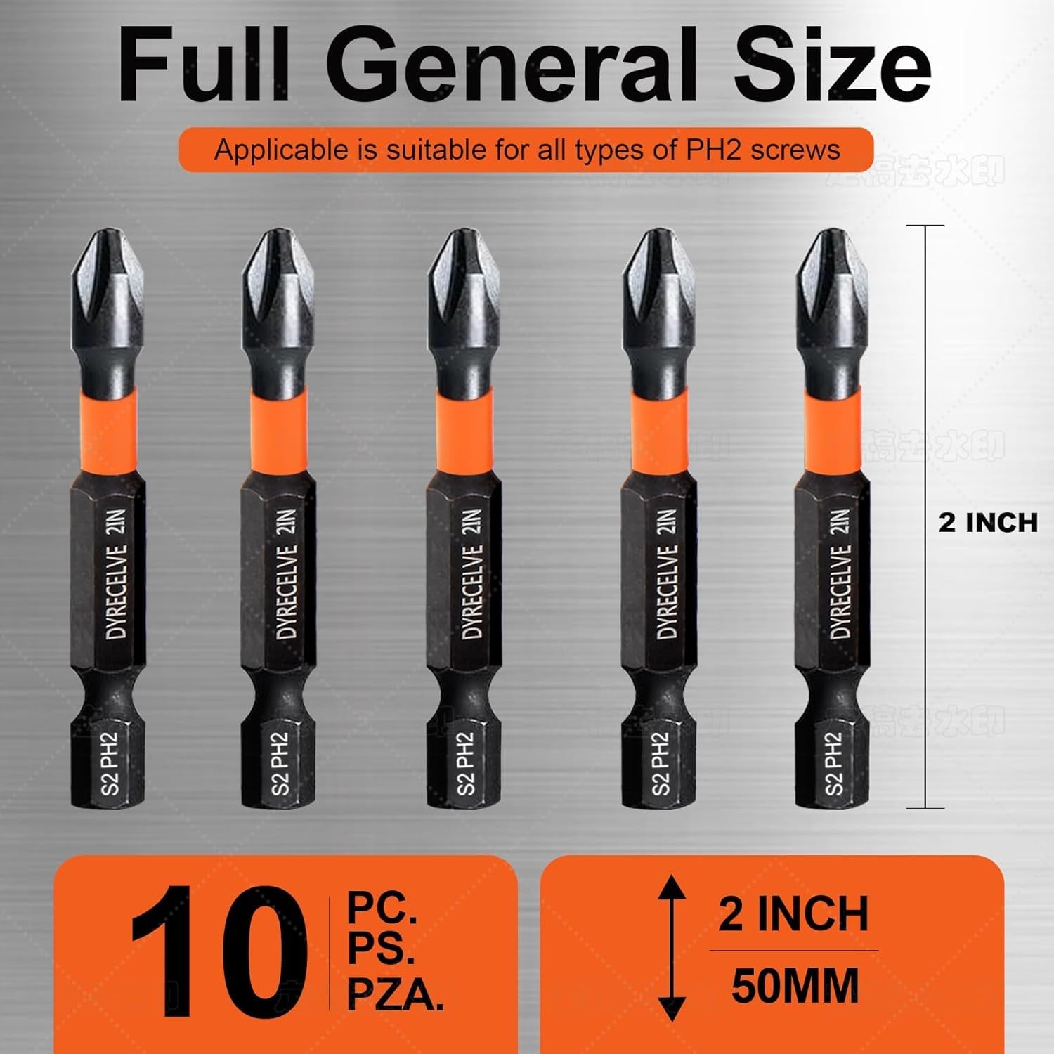 new 10-Pack Phillips Bits Impact, 2-Inch Magnetic 2'' Ph2 10-pcs 07FC0E-D4 - KOEEK