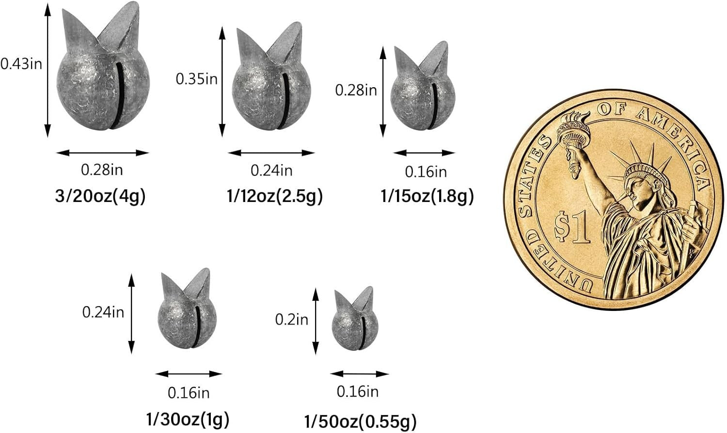 new 100-Pack Big Size Removable Split Shot 3/20oz, 1/12oz, 1/15oz, 1/30oz, 1/50oz 07FC0E-D4 - KOEEK