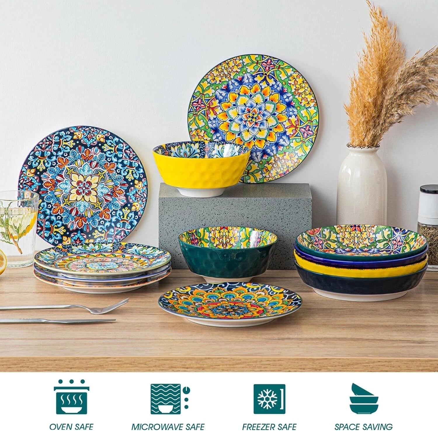 Salad Plate Set (6-8.5 inches), Ceramic Dessert Plate, Small Dinner Plate Set. 07FC0E-D4 - KOEEK