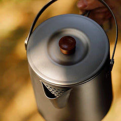 Outdoor Titanium Boiling Kettle 1.5L Large Capacity Coffee Pot Camping Portable 07FC0E-D4 - KOEEK