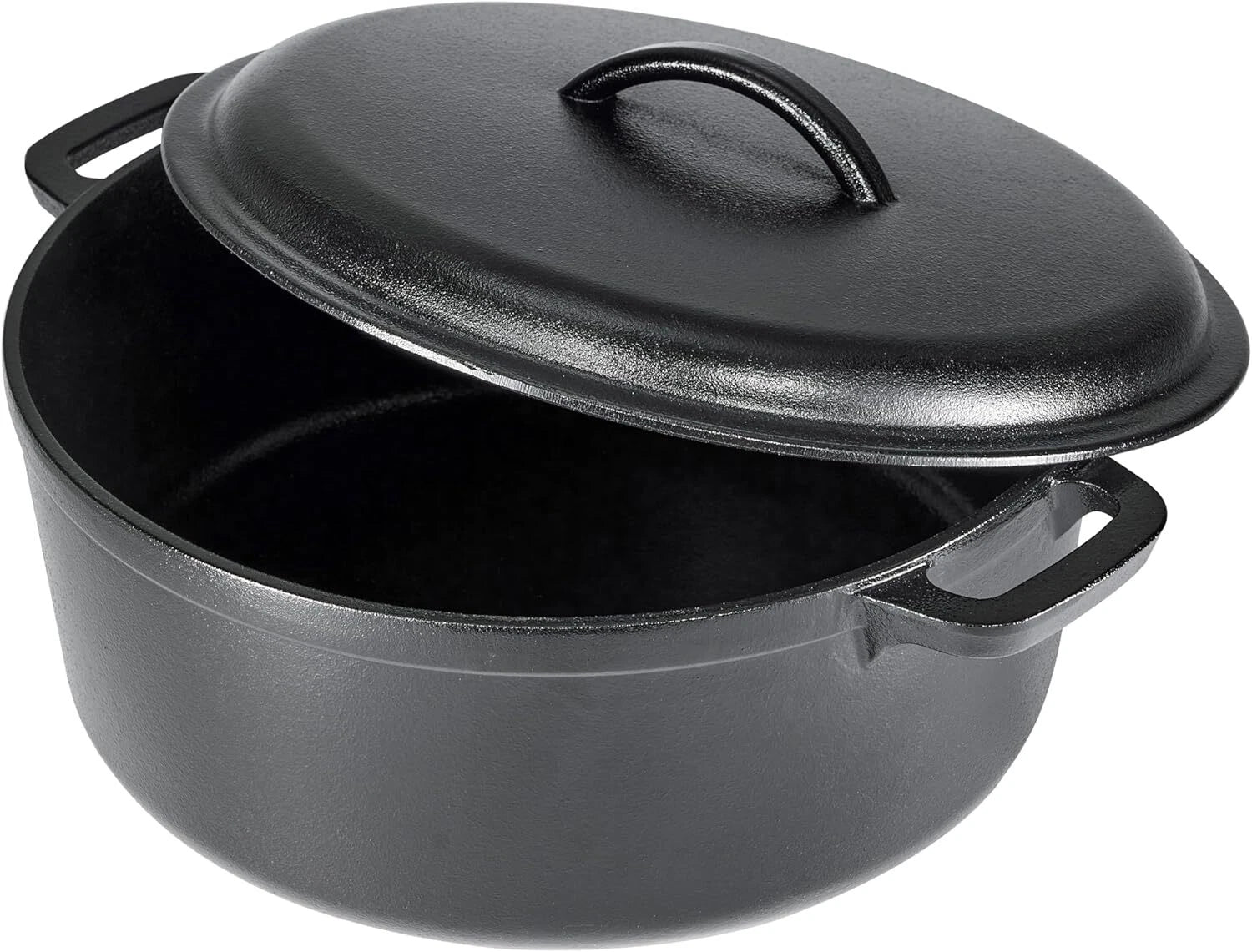 Round Pre-Seasoned Cast Iron Dutch Oven Pan with Lid and Double Handle, Black 07FC0E-D4 - KOEEK