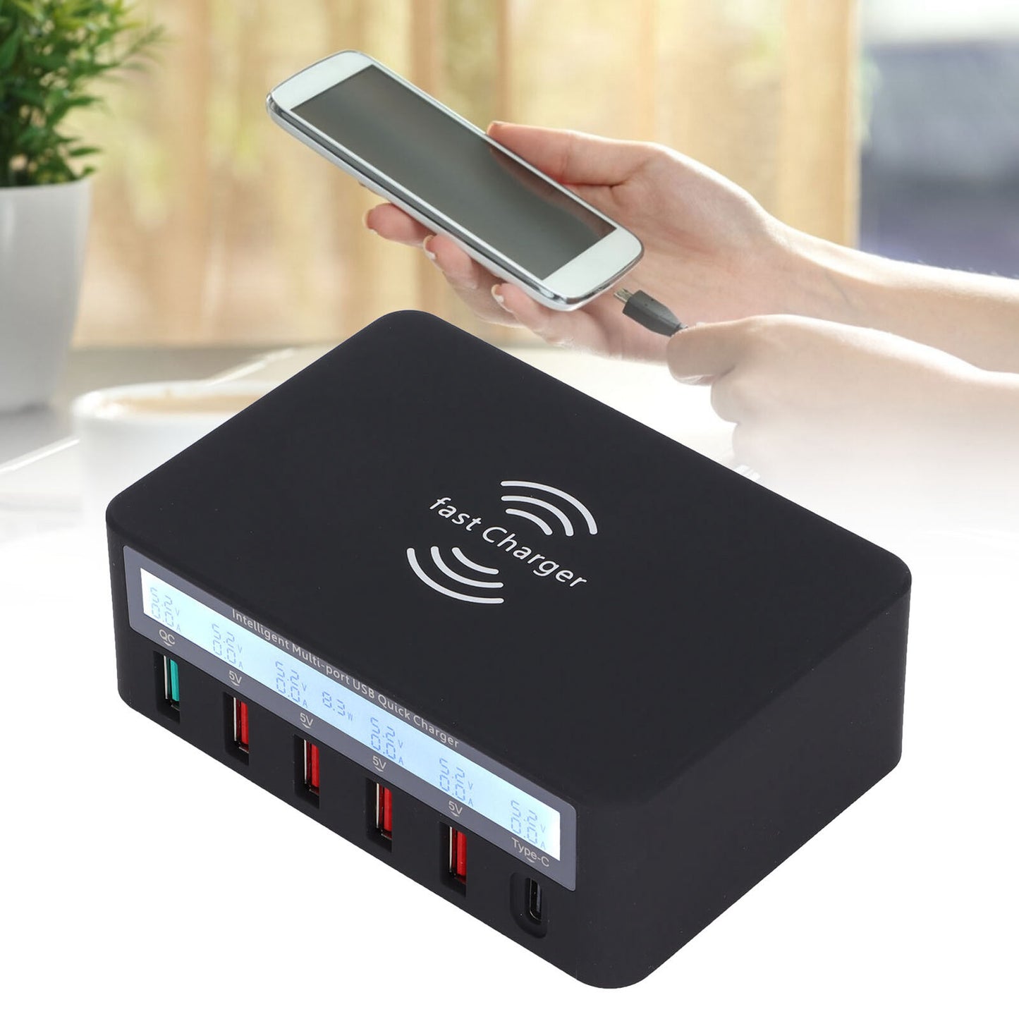 new (black)USB Charging Station 6Port Smart USB Charger Power Fast Charger For koeek - KOEEK