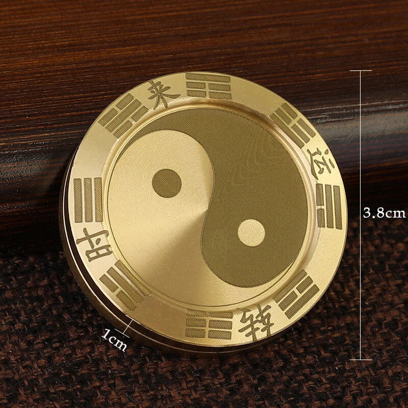 EDC Toy Metal Fidget Slider Clicker Lucky Coin Tai Chi Haptic Coin T Adult Gift 07FC0E-D4 - KOEEK