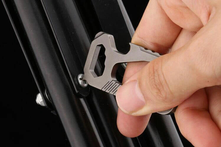 EDC Outdoor Titanium TC4 Key Chain Carabiner Bottle Opener Portable Multi Tool 07FC0E-D4 - KOEEK