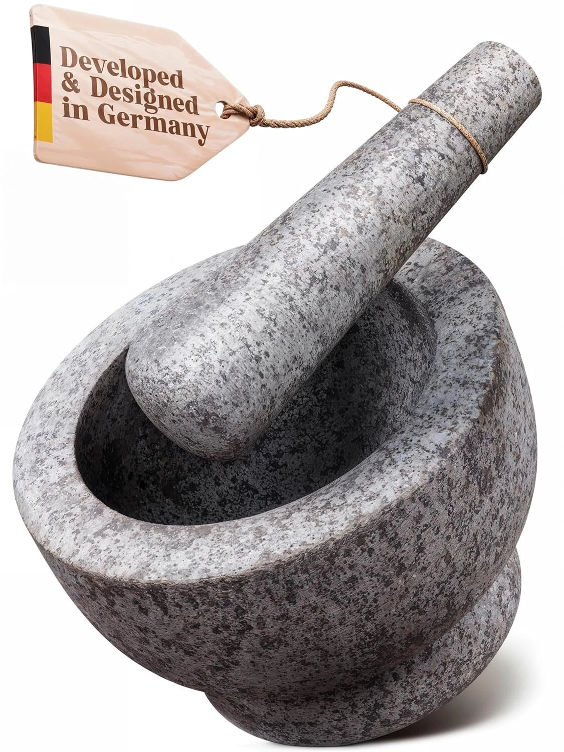 Mortar and Pestle Set - 6 Inch - 2 Cup Capacity - Unpolished Heavy Granite 07FC0E-D4 - KOEEK