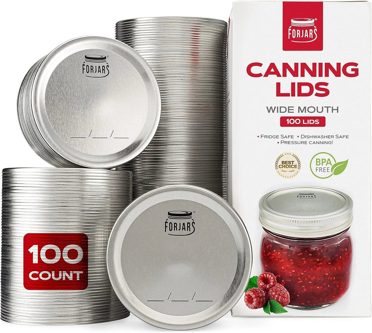 Wide Mouth Canning Lids, Pack of 100 - For meal prep and emergency food storage 07FC0E-D4 - KOEEK