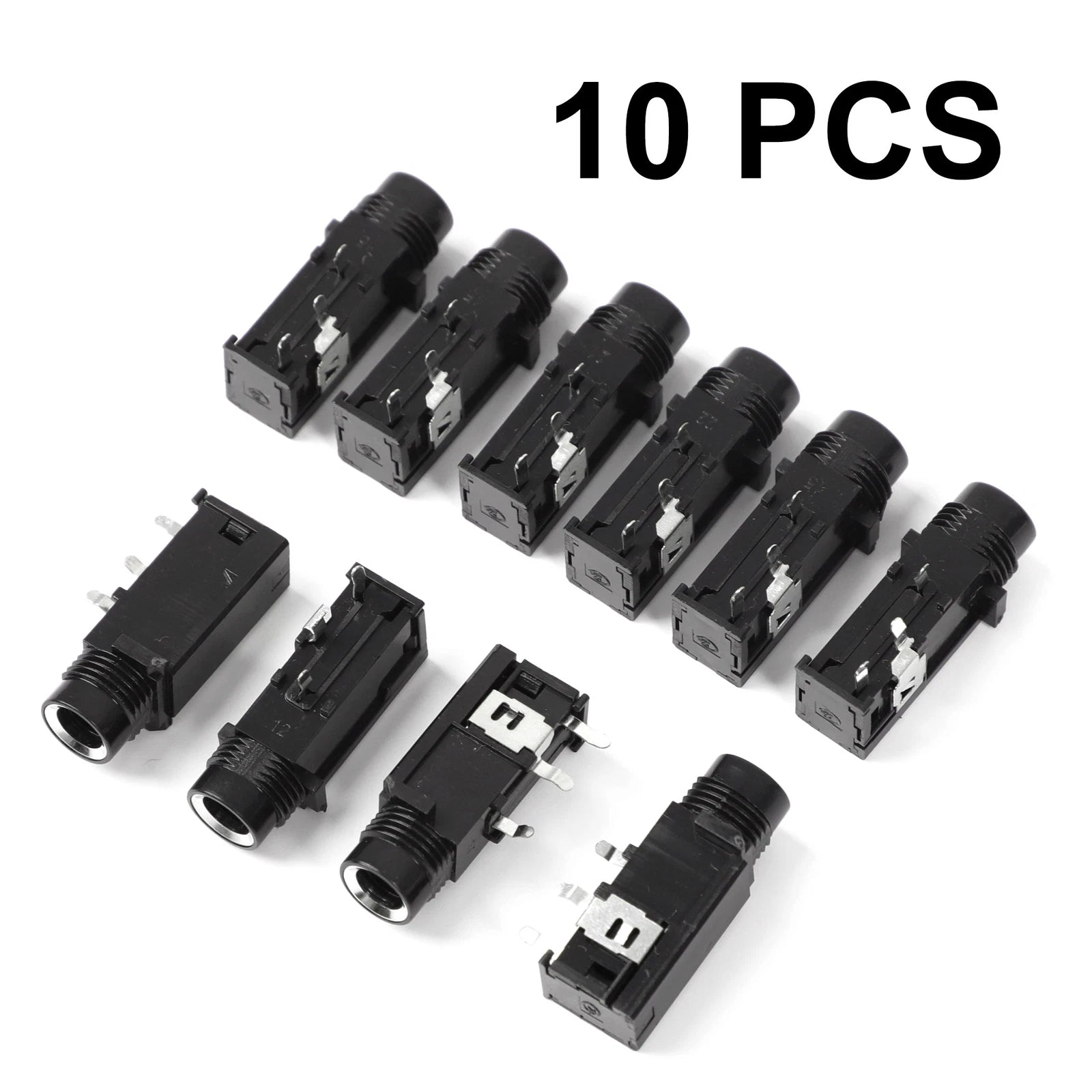 10 Pcs 1/4" 6.35mm Headphone Mono Jack 3 Pins PCB Panel Mount Socket Connectors 07FC0E-D4 - KOEEK
