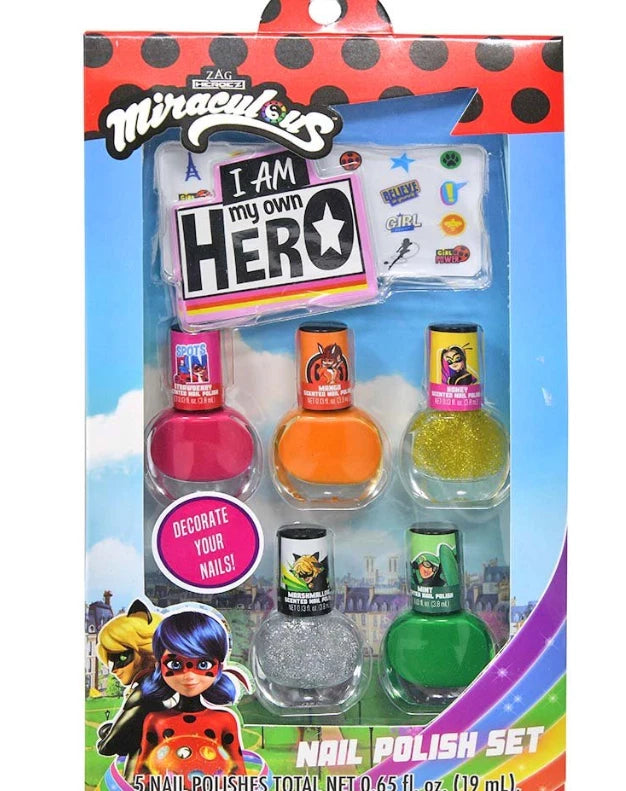 Miraculous Ladybug 5pk Nail Polish in Box – Kids Gift Set, Gift for Children MIRACULOUS_LADYBUG - KOEEK