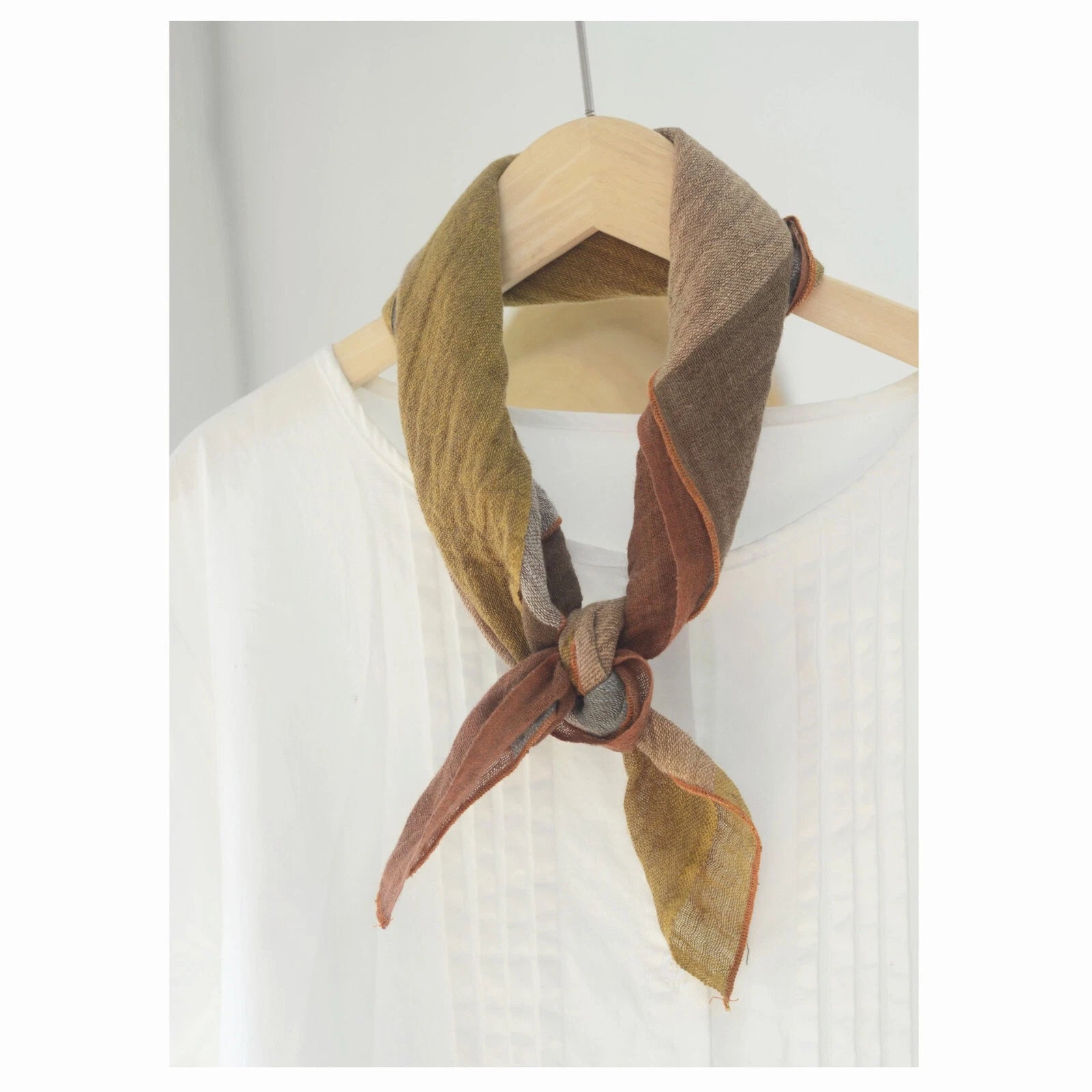 Womens  Flax Linen Colorful Stripe Bandana Neck Wrap Soft Neckerchief Scarf 07FC0E-D4 - KOEEK