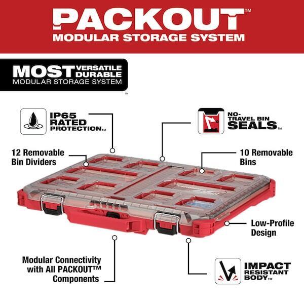 new Milwaukee Tool 48-22-8431 10 Compartments Packout Tool Case, 16-3/8 In W X Milwaukee - KOEEK