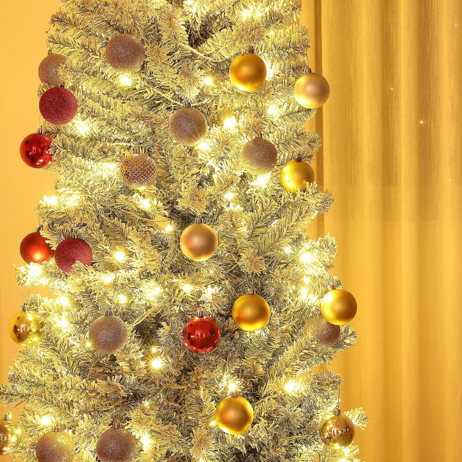 HOMCOM 7.5 ft Pencil Christmas Tree, Pre-Lit Xmas Tree w/ Dual Color Lights HOMCOM - KOEEK