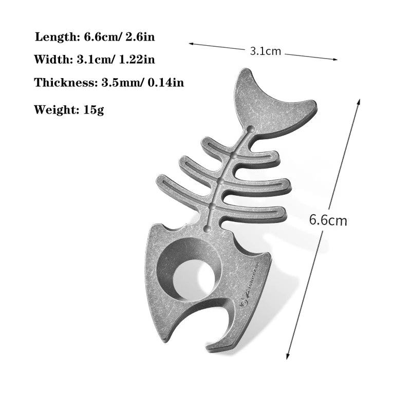Titanium Alloy Fishbone Shape Bottle Opener Keychain Necklace Pendant EDC Gift 07FC0E-D4 - KOEEK