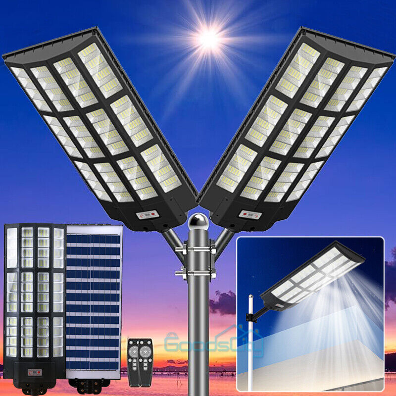 ny 1500W Solar Lights Bevegelsessensor Utendørs Vanntett Garden Yard Wall Street Lamp