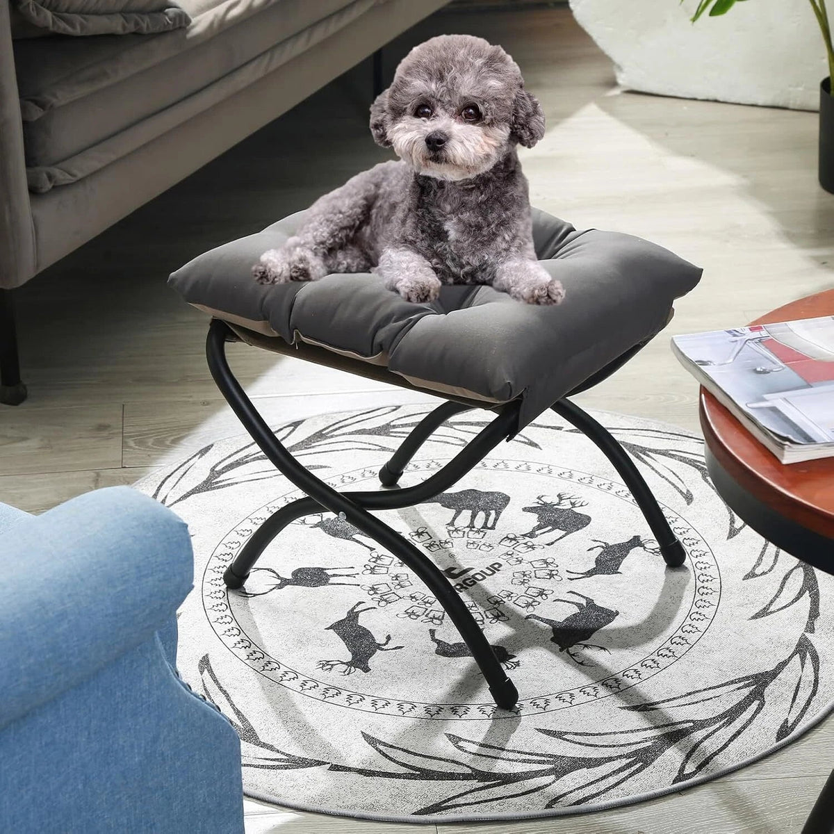 15 Folding Footstool for Patio,Small Outdoor Decorative Bench,Washable Dark Gray 07FC0E-D4 - KOEEK