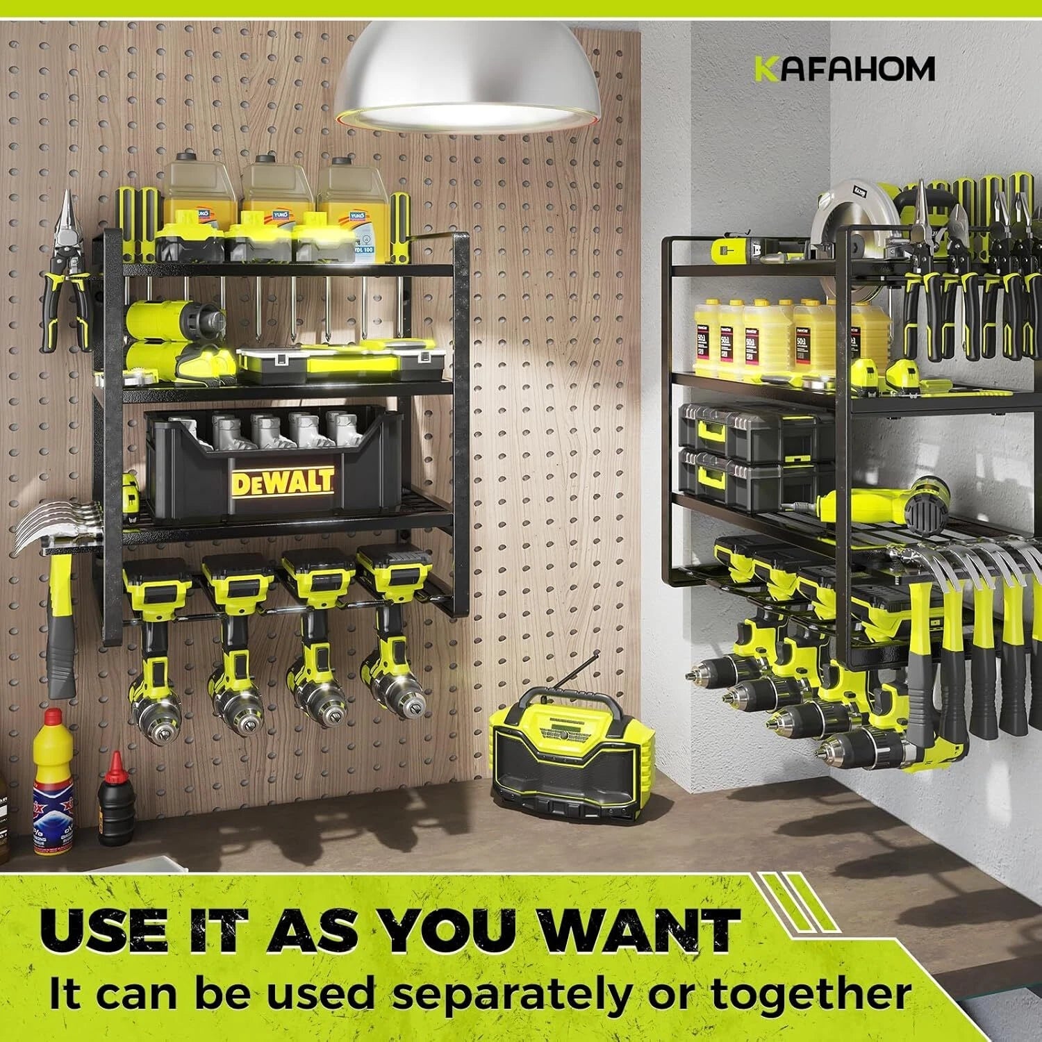 Power Tool Organizer, 8 Drill Racks Wall Mounted, 4 Tier Garage Tool Organizer 07FC0E-D4 - KOEEK