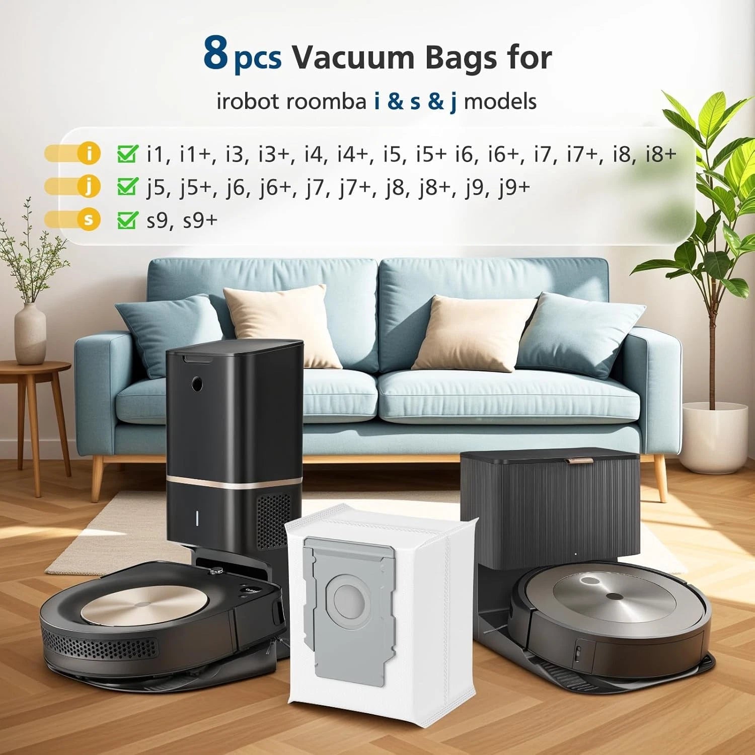 8 vacuum bags, suitable for dust treatment of the i, s, and j series 07FC0E-D4 - KOEEK