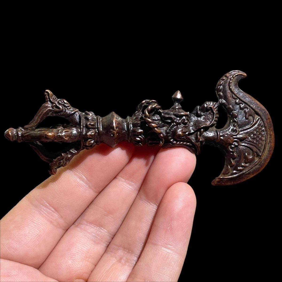 Nepalese Tibetan Handheld Ritual Tool Vajra Dragon Head Ornament 07FC0E-D4 - KOEEK