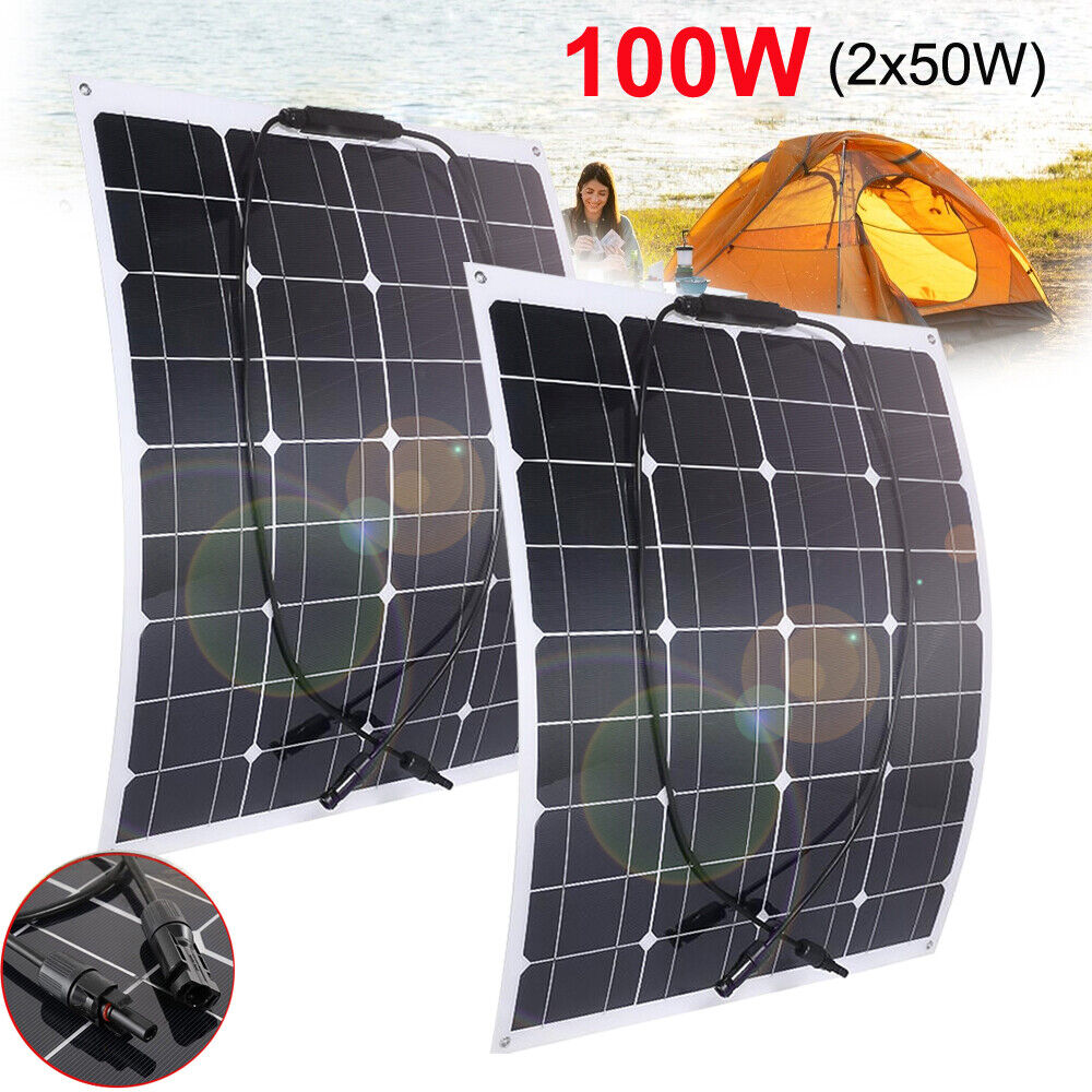 ny 200 watt fleksibelt solcellepanel 12 volt monokrystallinsk campingbil bobil båt hjem USA