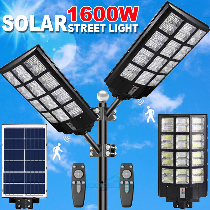 ny udendørs kommerciel 10000000LM LED Solar gadelys Dusk-to-Dawn vejlampe+stang