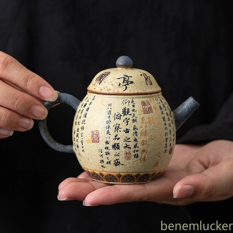 140ml Chinese Retro Ceramic Handmade Tea Pot Ball Hole Filter Tea Kettle Teaware 07FC0E-D4 - KOEEK