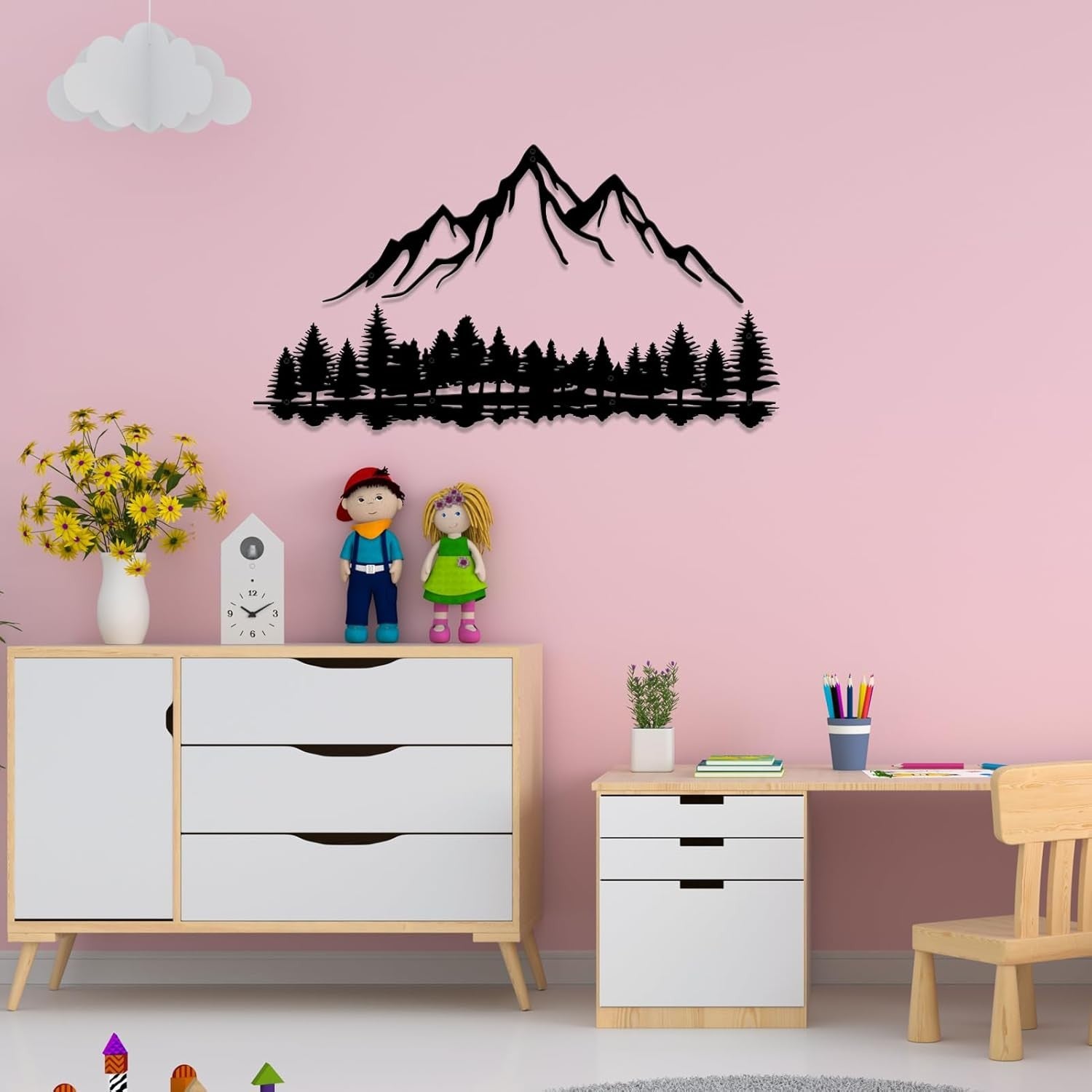 new DUOOLN Mountain View Metal Wall 39.4L" x 21.6W", Black -B 07FC0E-D4 - KOEEK
