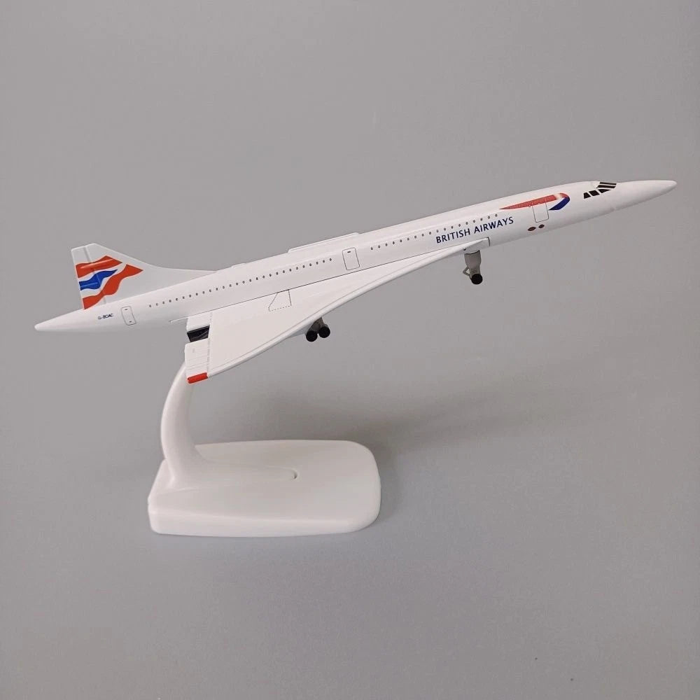 20cm British Airways Concorde Diecast Metal Plane Model with Wheels Display 07FC0E-D4 - KOEEK