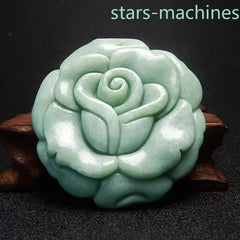 Green Jade Flower Pendant Rich Necklace Hand-carved Exquisite Fashion Jewelry 07FC0E-D4 - KOEEK