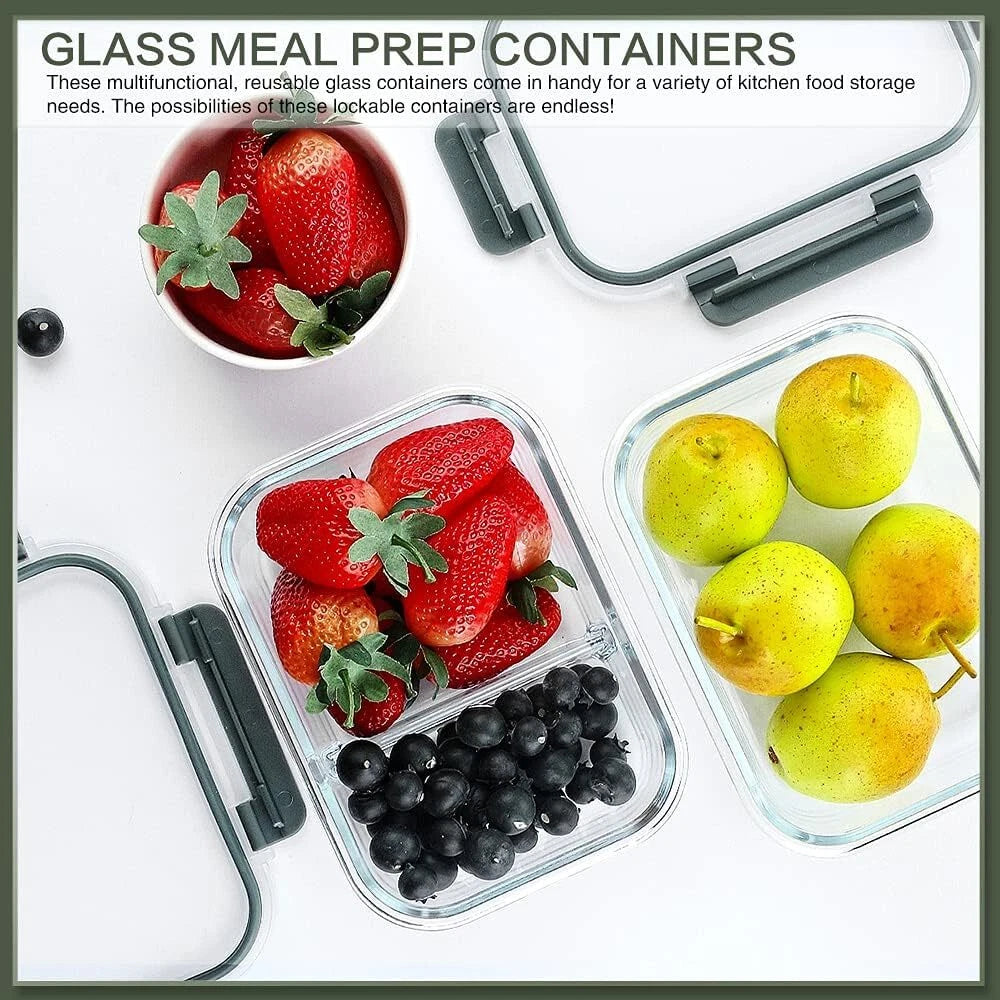 Pack of 10 30 oz. Glass Lunch Boxes with Lids Glass Food Storage Containers 07FC0E-D4 - KOEEK
