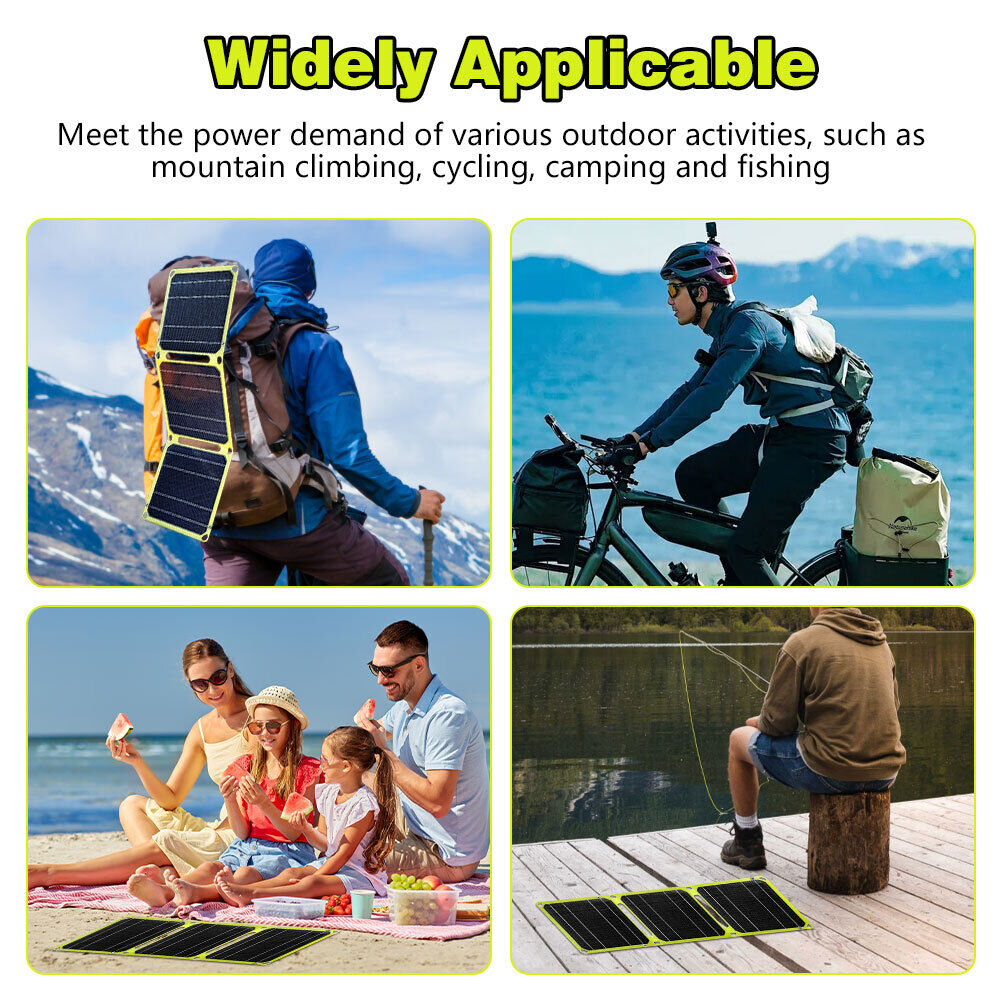 ny 50W Solcellepanel ETFE Folding Power Bank USB Lader Utendørs Camping Fottur Telefon