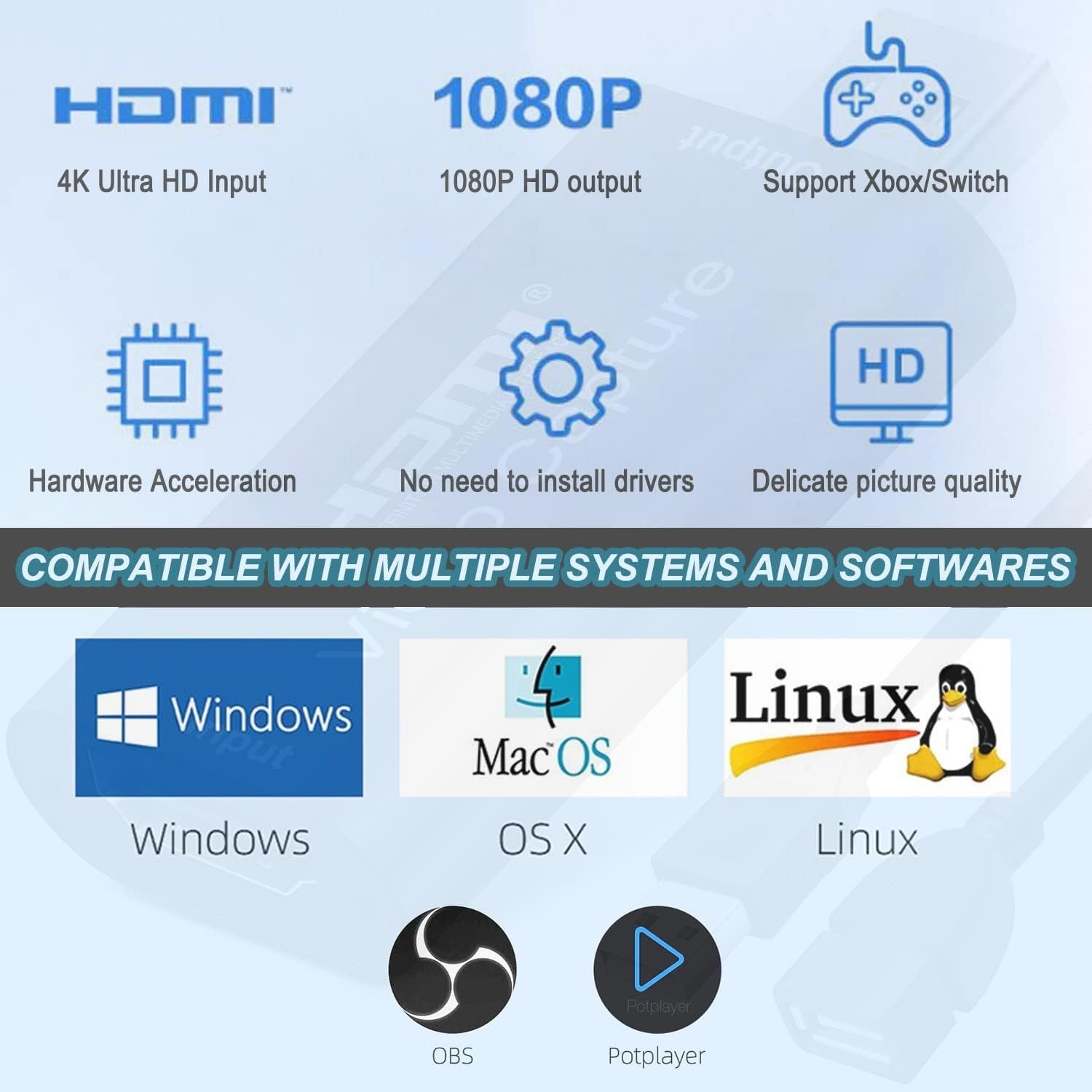 new 4K HDMI to USB 2.0 Video Capture Card 1080P Cam Link Game Black