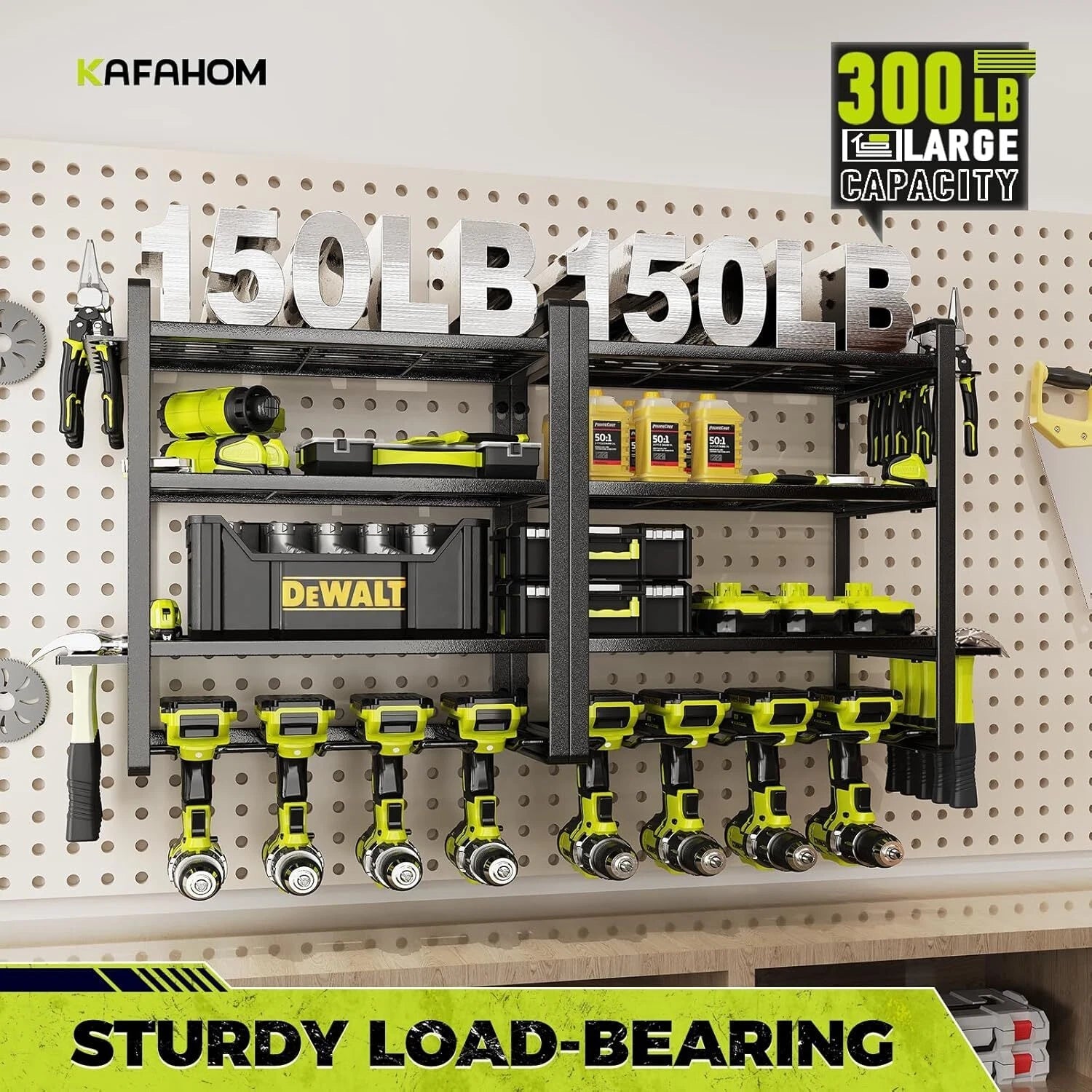 Power Tool Organizer, 8 Drill Racks Wall Mounted, 4 Tier Garage Tool Organizer 07FC0E-D4 - KOEEK